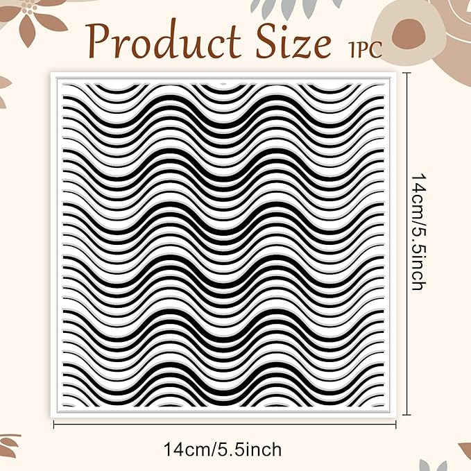 CHGCRAFT Wavy Lines Pattern Polymer Clay Texture Sheet Modern Gradient Art Lines Silicone Texture Mat for Polymer Clay Making Earrings Jewelry DIY Crafts 5.5 × 5.5 Inch
