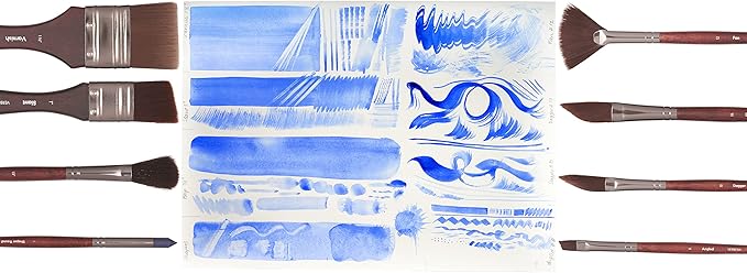 Professional Synthetic Brush Set for Acrylics - 17-Piece Artist Water Media Paint Brushes for Acrylics, Watercolor, Gouache. Beginner-Friendly with Great Flow Control and Snap - Verbena Set by ZenART