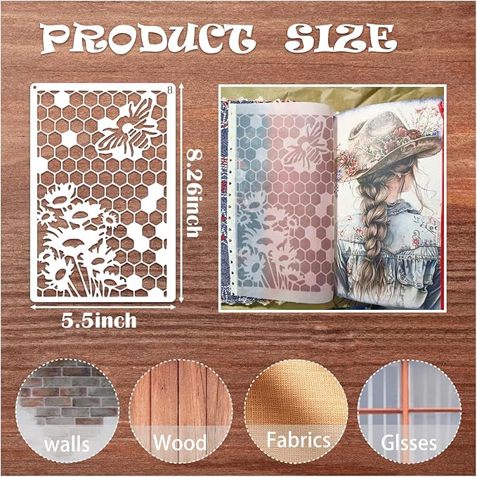 16 Pieces Stencils for Painting, Abstract Texture Mixed Media Art Supplies Crafts Reusable Layering Stencil Brick Pattern Templates for Drawing Card Making Canvas Furniture Paper (Mixed16)