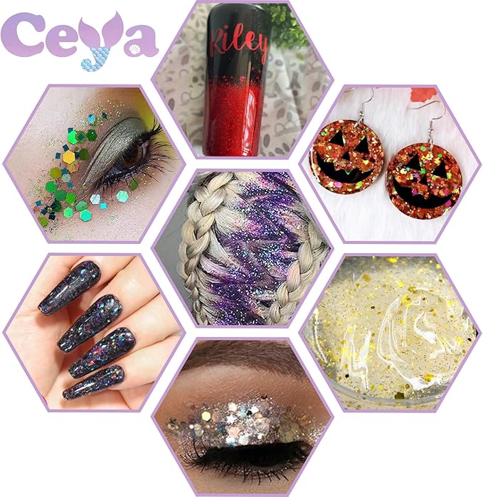 Ceya Holographic Chunky Glitter, 1 LB/ 16OZ Laser Red Bulk Craft Glitter Mixed Chunky Fine Glitter Bottled Metallic Flake Nail Sequins for Resin, Tumblers, Scrapbooking, Festival Decor, Art Project