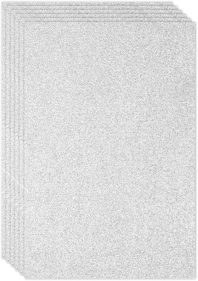 PATIKIL 2mm(1/10") Thick Non Adhesive Glitter Foam Sheet 16x24inch(40x60cm) Silver Tone, EVA Shiny Foam Board for Craft, 6 Pcs