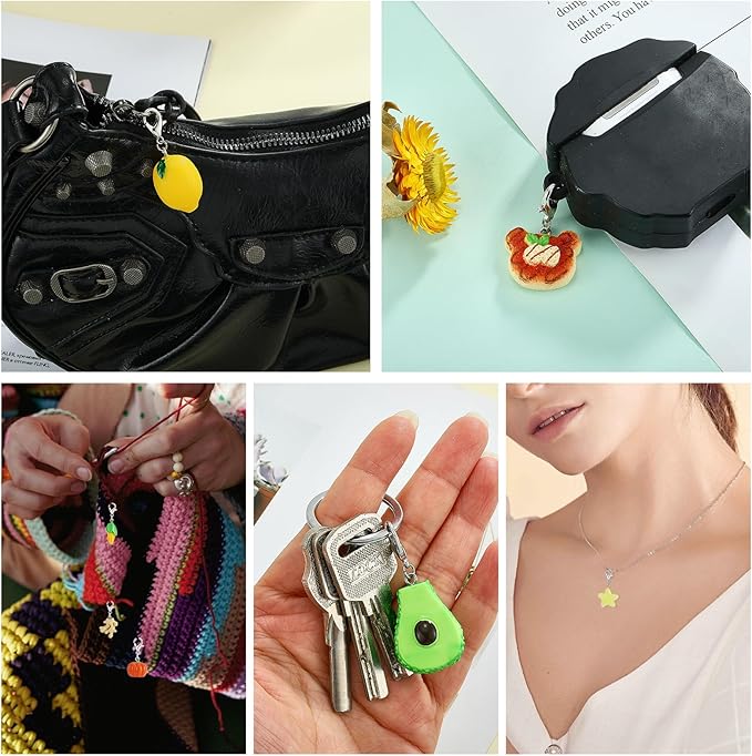 BEEFLYING 16Pcs Bread Stitch Marker Charms for Crocheting and Knitting, Resin Food Style Crochet Knit Stitch Marker Pendant with Lobster Clasp for Sewing Quilting Handmade Jewelry