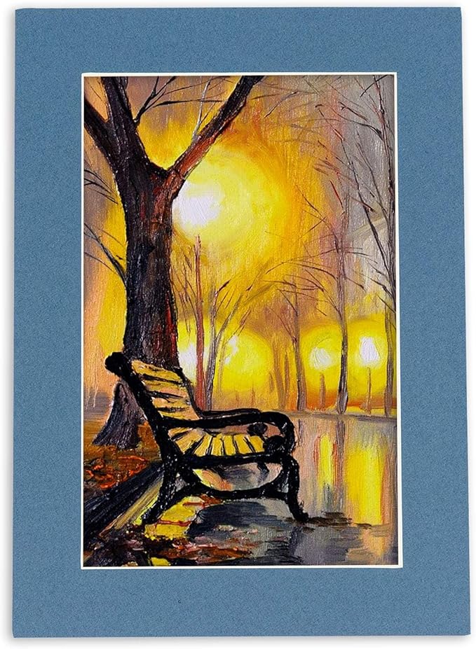 11x14 Mat for 8.5x11 Photo - Precut Steel Blue Picture Matboard for Frames 11 x 14 Inches - Bevel Cut to Display Art 8.5 x 11 Inches - Acid Free Pack of 100 MATS with Backing Boards & Clear Bags