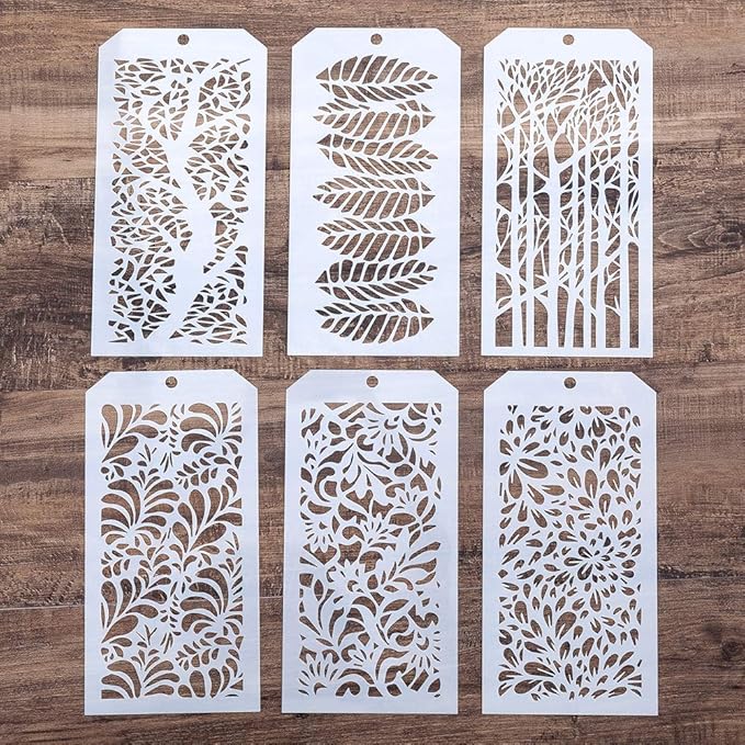 DIY Decorative Stencil Template for Scrapbooking Painting on Wall Furniture, Set of 6 (Leaf)