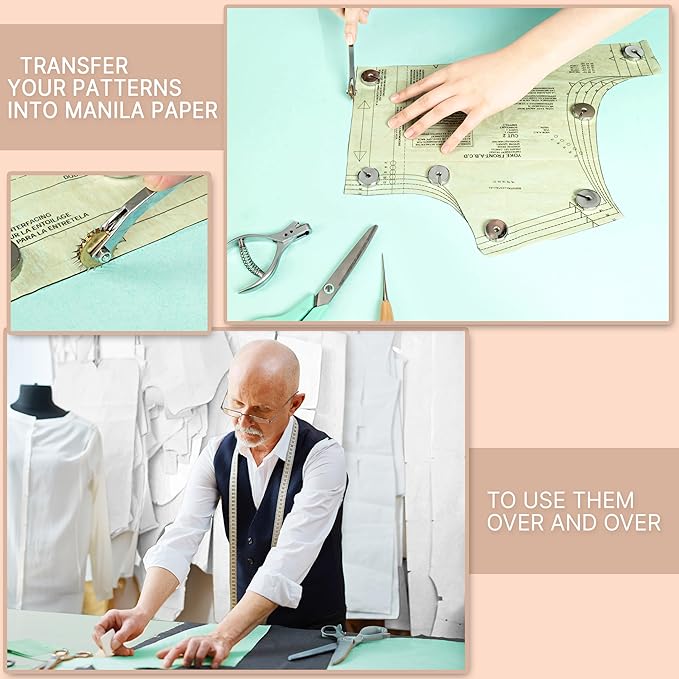Manila Paper Roll for Pattern Making - 2X (0.11") Thick, White and Green Oak Tag Pattern Paper, Ideal for Preserving Your Designs (10 Yards X 48")
