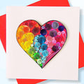Quilling Cards, handmade card, quilled cards with Handmade Art Quilling birthday card for women, Birthday card, mother... colorful heart design (Heart 4)