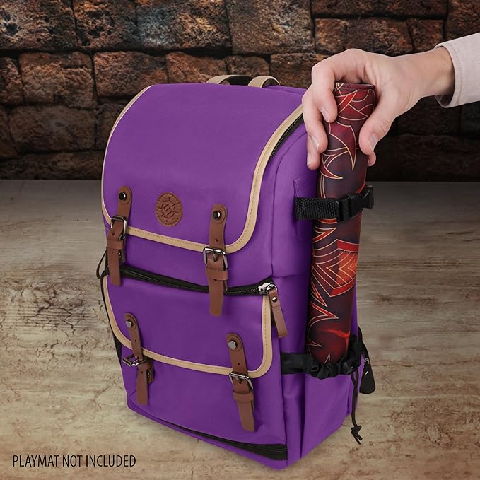 ENHANCE Designer Edition TCG Backpack - MTG Deck Bag Card Binder Space, TCG Deck Box Storage, MTG Playmat Holder - Card Storage Compatible with Magic the Gathering, Pokemon, Lorcana (Canvas Purple)