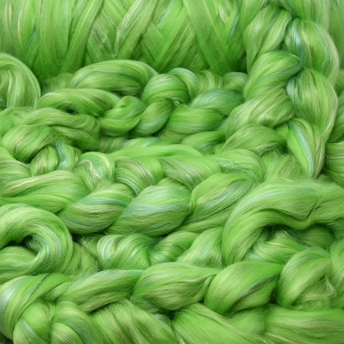 Merino Silk Luxe Tonal Designer Blend. Superfine Merino, Mulberry Silk, Tussah Silk. Top Roving for Spinning or Felting. Secret Garden 1oz