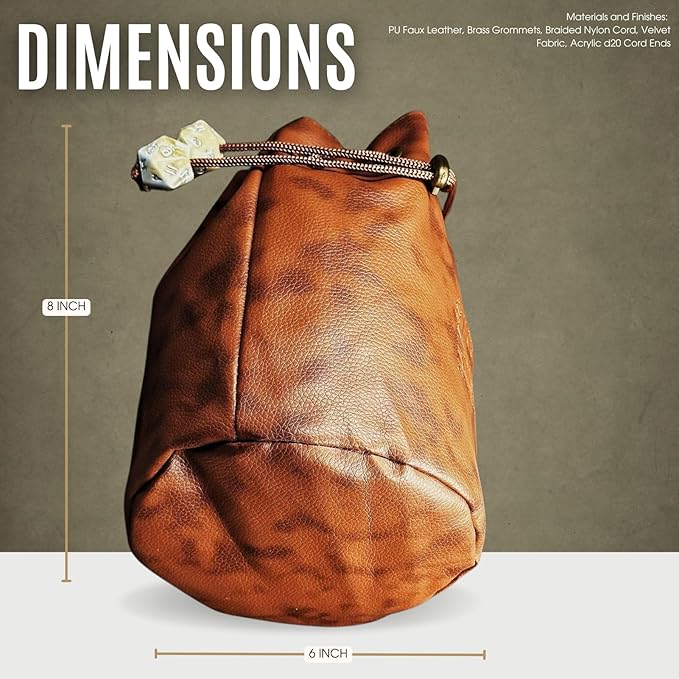Sage's Portal Dice Bag, DND Dice Pouch, Drawstring Dice Bag Spotted PU Leather, Perfect for Dice, Accesories, Cosmetics, Jewelry