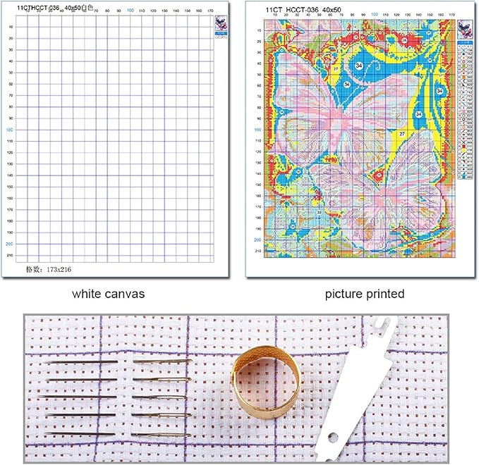 Foxdiviy Stamped Cross Stitch Kits for Beginners Full Range of Cross Stitching 11 CT Printed Cross Stitch Kits for Kids Adults Cross Stitch Patterns Needlepoint Kits-Eiffel Tower Street 16x20 inch