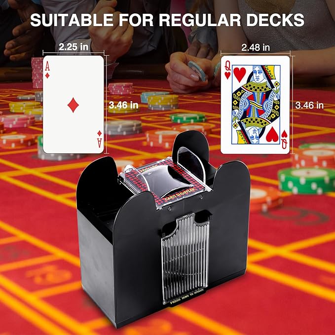 Automatic Card Shuffler 6 Deck Electric Heavy Duty Card Shuffler for Cards,USB/Battery Operated,Perfect for Poker, UNO,and Card Games