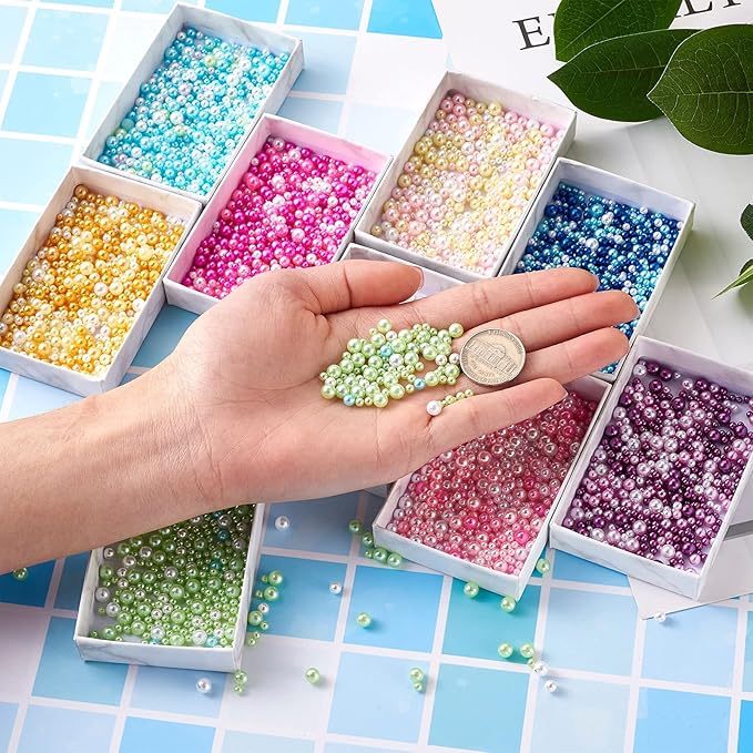3300pcs Resin Beads Resin Bubble Beads No Hole Imitation Pearls Loose Beads Resin Round Spacer Beads for Resin Crafting and Nail Arts Jewelry Making 9 Colors