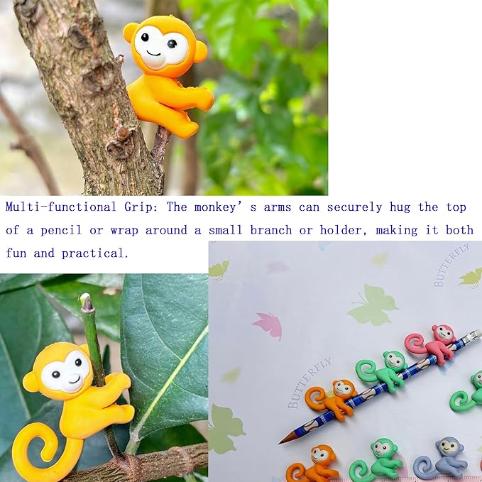 50PCS Cute Fun Monkey Top Erasers for Kids Bulk,Pencil Topper Back to School Party Gifts (Monkey Top Erasers, Big)