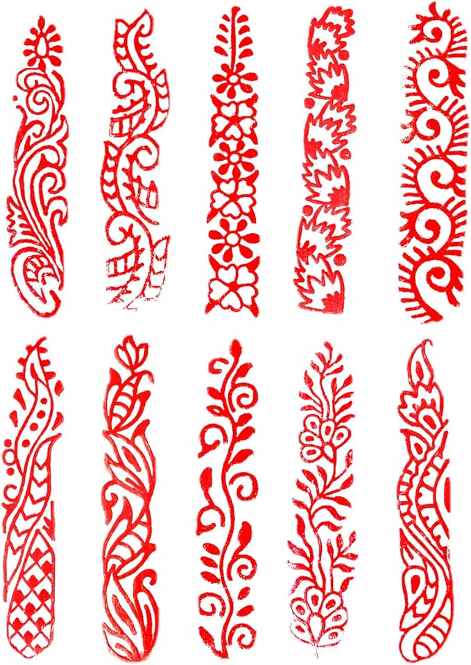Clay Printing Stamps Urban Border Design Wood Blocks (Set of 10) Htag2157