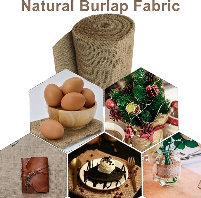 6" Wide Natural Burlap Fabric Roll - 10 Yards Jute Ribbon for Gift Wrapping, Wedding Decorations, Rustic Crafts, Wreaths & Home Decoration (15cm Wide)