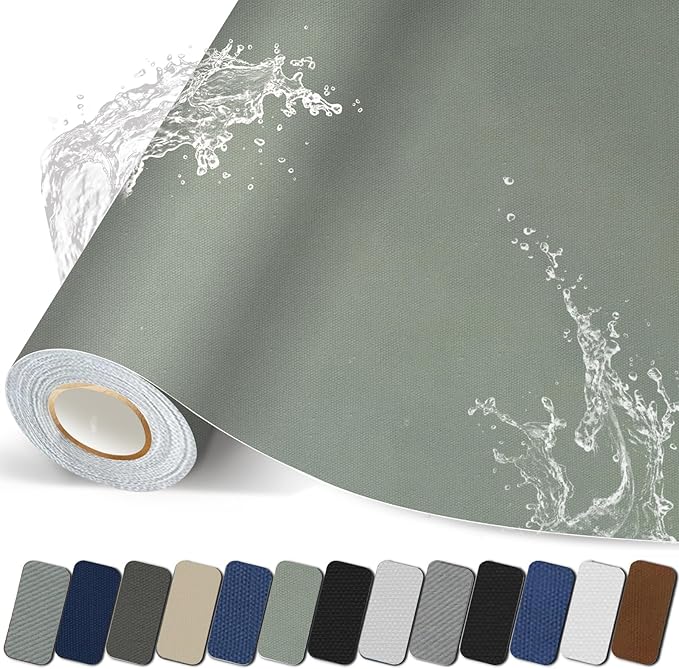 Canvas Repair Patch, 17X158 Inch Strong Sticky Fabric Repair Tape, Self-Adhesive Fabric Patch for Sofas, Tote Bags, Clothing, Car Seats, Furniture (Grey, 17X158 Inch)