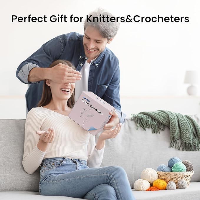 Etcokei Electric Yarn Winder for Crocheting, Compact Yarn Cake with Strong Tension Stepless Speed, Automatic Wool Spinner Roller, Ideal Helper for Knitting Lovers(Mint Green)