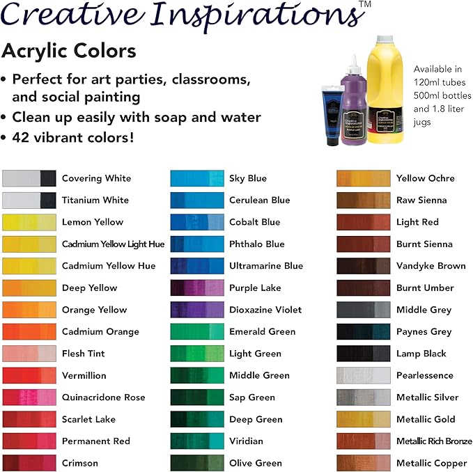 Creative Inspirations Acrylic Paint - Dioxazine Violet - 500 mL Bottle - Smooth & Creamy Consistency, Vibrant Pigmentation, Great Coverage for Artists - Clean Up with Soap & Water