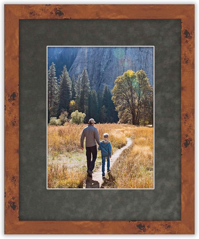 8.5x11 Mat Bevel Cut for 7x9 Photos - Acid Free Dark Grey Suede Precut Matboard with Backing Board and Crystal Clear, Self Seal Photo Mat Bag - for Pictures, Photos, Framing - 4-ply Thickness
