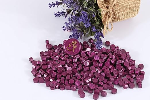 Yoption 360 Pcs Purplish Red Sealing Wax Beads Set for Wax Seal Stamp with Candles and Melting Spoon