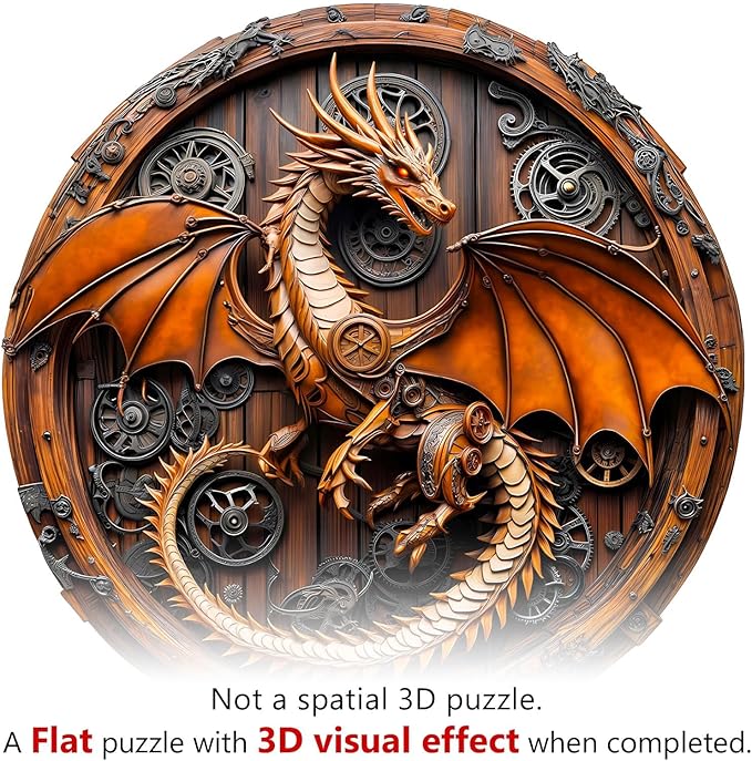 Wooden Puzzles for Adults, Mechanical Dragon Wooden Jigsaw Puzzles for Adults, Wood Puzzles Adult, Unique Animal Shape, Gifts for Friends and Family, Wall Art Canvas Puzzle (M -11.4*11.3in -200 pcs)