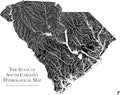 Muir Way Hydrological River Map of South Carolina - Watershed Topographic Wall Art for Home, Office, or Travel Decor - Unframed Flat Paper Print, 18x24