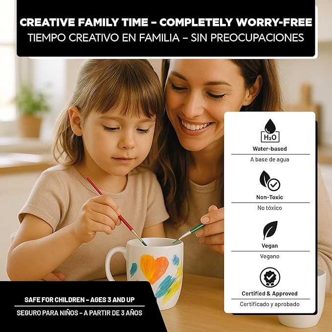 Ceramic and Porcelain Paint Set 6 x 1.52 fl oz - Metallic Magic – Dishwasher Safe – Perfect for Mug, Tile & Creative DIY Projects