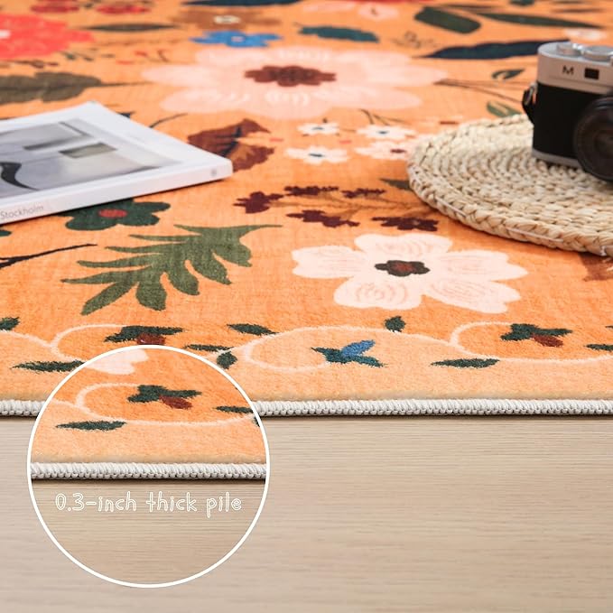 Rugcomf Runners for Hallways Kitchen Runner Rug Non Slip 2'x10' Long Washable Rugs with Rubber Backing Soft Floral Carpet Runner for Hallways, Kitchen, Laundry, Bedroom, Bathroom(Yellow)