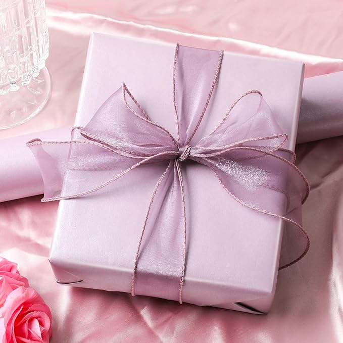 NESCCI Lavender Color Matte Wrapping Paper,Solid Color Pearly-Lustre Paper,Gift Wrapping Paper,Perfect for Wedding,Valentine's Day,Birthday, Christmas,Baby Shower,DIY Bouquet (17 Inches X 32.8 Feet)
