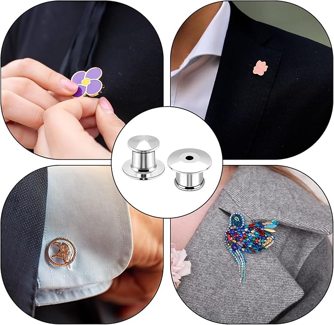 30 Pcs Pin Backs Locking, Metal Pin Backs Safety Pins Locks Pins Keepers Clasp, Lapel Brooch Holder for Brooch DIY Crafts Badges Enamel Lapel Needles