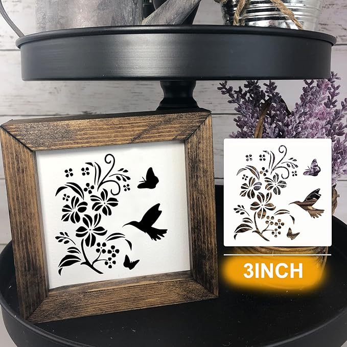 65Pcs Small Stencils for Painting on Wood Reusable, 3 Inch Reusable Stencil for Craft Ornament Paint Template Stencils for Wall Card Rock Wood Signs Coasters Canvas Home Decor (Flower)