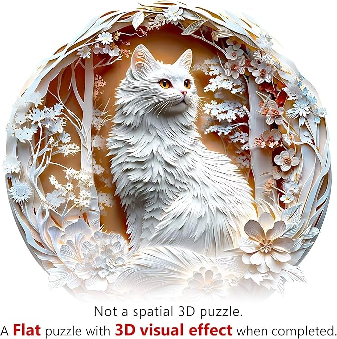 Wooden Puzzles Adults, 3D Cats Wooden Puzzles 300 Pieces, Unique Animal Shaped Wood Challenging Jigsaw Puzzles Gifts for Adults, 13.4x13.4in