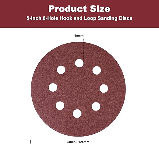 S SATC 150 PCS Sanding Discs 5-Inch 8-Hole Hook and Loop 320 Grit Sandpaper for Random Orbital Sander
