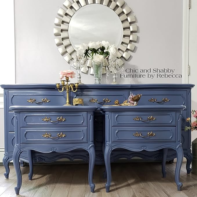 Dixie Belle Paint Company Chalk Finish Furniture Paint - Yankee Blue (4oz) - Matte Cool Navy Chic Chalk Mineral DIY Furniture Paint