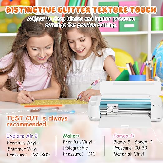 TECKWRAP Shimmer Vinyl Glitter Adhesive Sheets for Craft Cutter 12" x 12" 10 Sheets/Pack