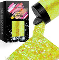 Iridescent Chunky Glitter 5.64oz/160g, Ultra Fine Glitter Powder Mixed Chunky PET Flakes Sequins for Resin Epoxy Craft Arts, Tumbler, Cosmetic Glitter for Body Nail Hair Eye Party (Iridescent Yellow)