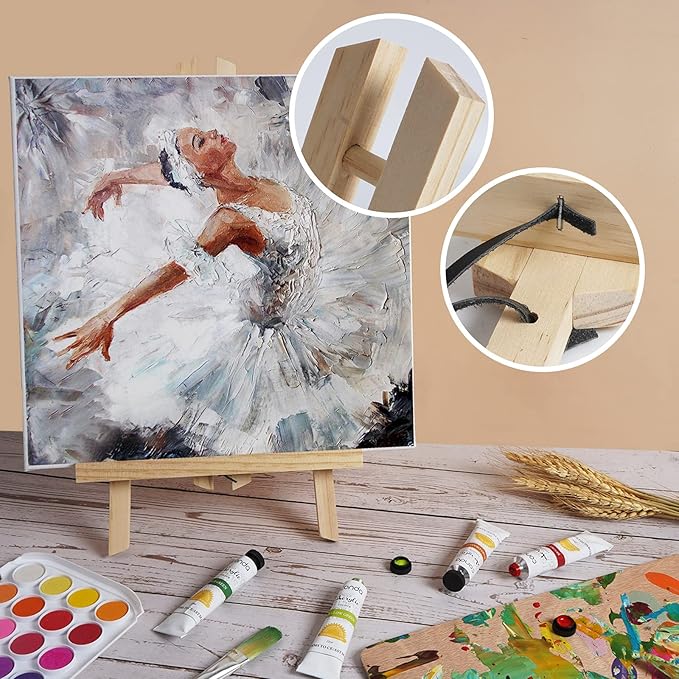 12Pack Wooden Tabletop Easel for Painting and Display, 11.8" Small Portable A-Frame Tripod Stand for 8x10 and 11x14 Canvas, Desk Easel for Photos, Students Kids Beginners