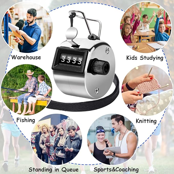 Handheld Mechanical Counter Clicker, 5 Pcs 4-Digital Number Tally Click Counter for School Event Golf Sports Office Stadium