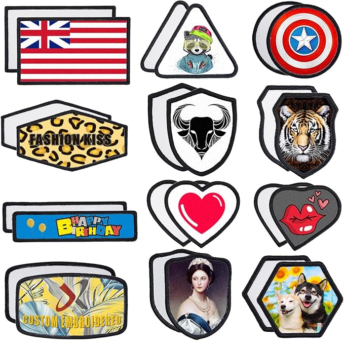 GUX 60 Pieces 4 Colors Round Patch Iron-on Sublimation Blanks Patches Fabric Patch Blanks Repair Blank Patches for DIY Hats Shirts Shoes Jeans Bags Supplies (4Colors Round Mixed / 60PCs)