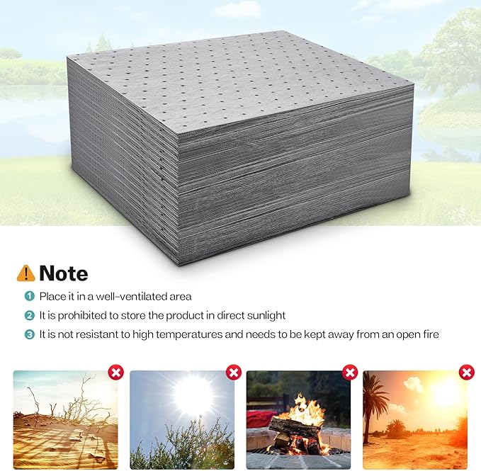 120Pcs 9.8 x 13 Inch Oil Absorbent Pads Oil Mat Water Absorbent Mat Oil Spill Mat for Absorbing Protecting Home Garage Basement Weight Dimpled Pad Replacement Automotive Accessories