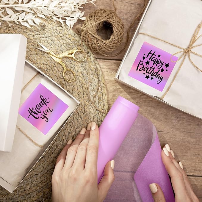 2" x 2" Square Thermal Labels Stickers, Holographic Thermal Stickers Labels, Self-Adhesive Glitter Direct Thermals Label for Small Business, DIY Design- Holographic Pink
