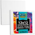 KEFF Canvas Boards for Painting - 12x12 2-Pack Bulk Canvas Panels, 100% Cotton Triple Primed Large Canvases for Art Painting Supplies, Acrylic, Oil, Watercolor & Tempera