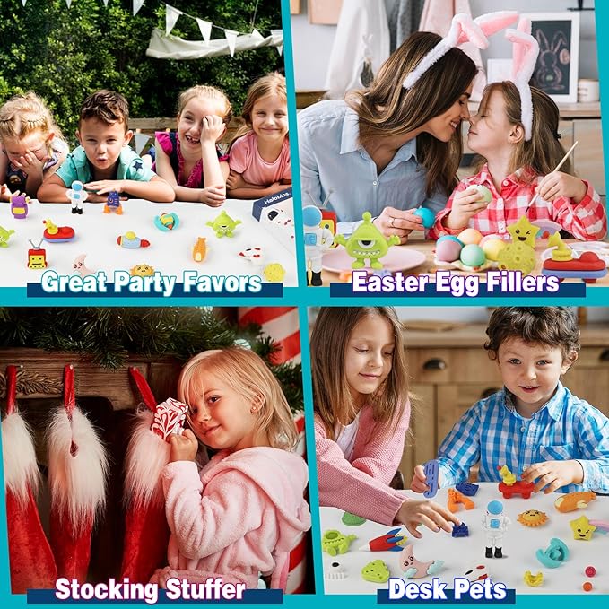 Erasers Set for Kids, Space Astronaut Pencil Eraser Bulk for Kids, Take Apart Puzzle Erasers for Classroom Prizes, Game Reward, Egg Fillers, Back to School Gift for Boys and Girls Desk Pets