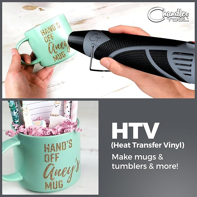 Heat Gun for Crafting, Mini Dual Temp Hot Air Gun Tool for Epoxy Resin, Shrink Wrapping, Vinyl Wrap, Embossing, Electronics, Candle Making, Sublimation, Phone Repair & DIY (Grey/Black)