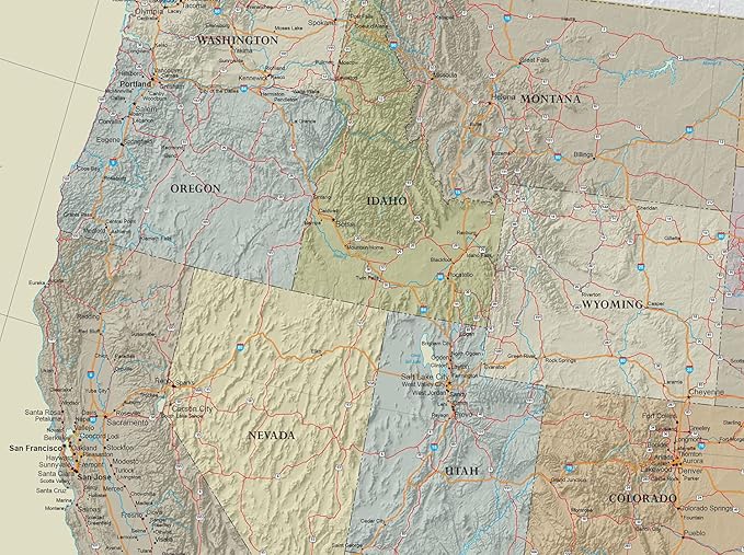 24x36 United States, USA Contemporary Premier Wall Map Poster (24x36 PAPER)