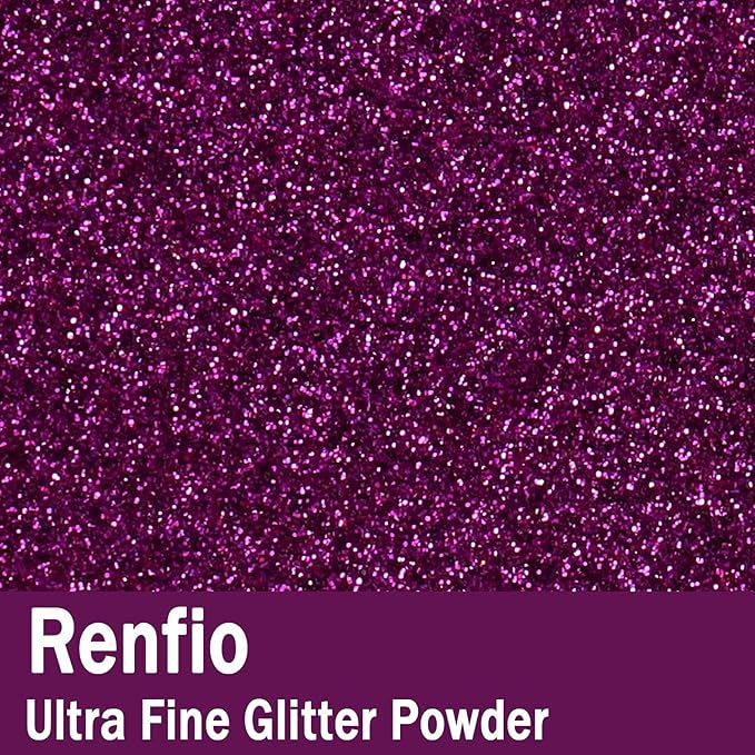 Renfio Ultra Fine Glitter Powder Metallic Resin Glitter 2.11 Oz (60g) PET Flakes Crafts Sequins 1/128" 0.008" 0.2mm Epoxy Chips Flakes for Tumblers Slime Decoration - Crape Myrtle