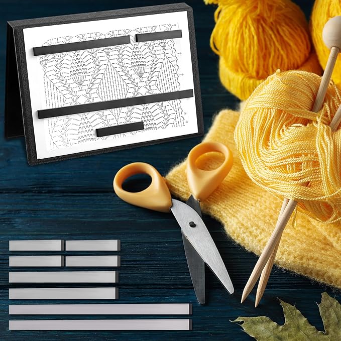 Flutesan 8 Pcs Knitting Chart Keeper Magnet Replacement Set Cross Stitch Line Keeper Knitting Pattern Holder Fold up Pattern Holder, Only Magnet(3 Size)