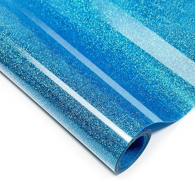Blue Glitter HTV Heat Transfer Vinyl, 12" x 5ft lron on Vinyl, for T-Shirt Ironing, Vinyl HTV Easy to Cut and Weed, The Best Choice for DIY Creativity. (Blue, 12" x5ft)
