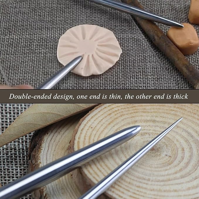 4 PCS Clay Needle Tools Sculpting Ceramics Pottery Carving Tools for Model Clay Supplies,Stainless Steel Ceramic & Pottery Needle Tools 5.9 Inch Texture Needle Pottery Scoring Tool,Silver, LXLVOUEG