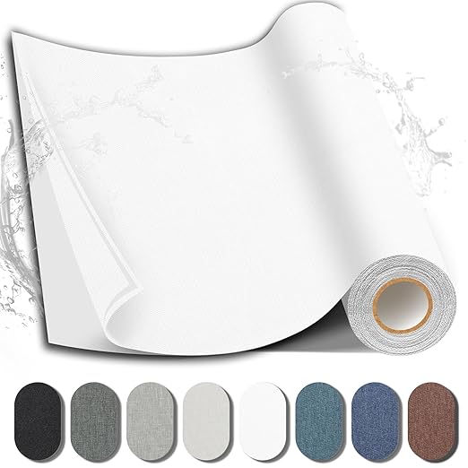 Fabric Repair Patch, Fabric Large Repair Tape, Self-Adhesive Patches for Furniture, Sofa, Car Interior, Shoes, Hand Bag, Clothing (White, 3.5X79 Inch)